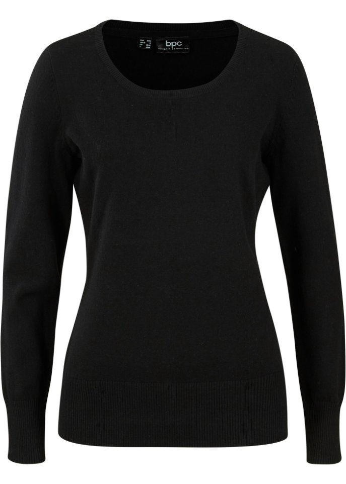 Свитер из переработанного хлопка Bpc Bonprix Collection, черный пуловер размер единый черный