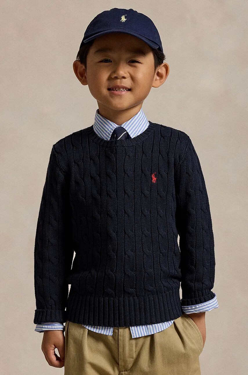 

Детский свитер Polo Ralph Lauren из смесовой шерсти, темно-синий