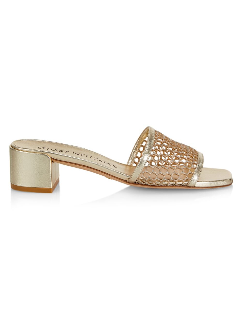 

Кожаные сандалии с сеткой Cayman Goldtone Stuart Weitzman, золотой