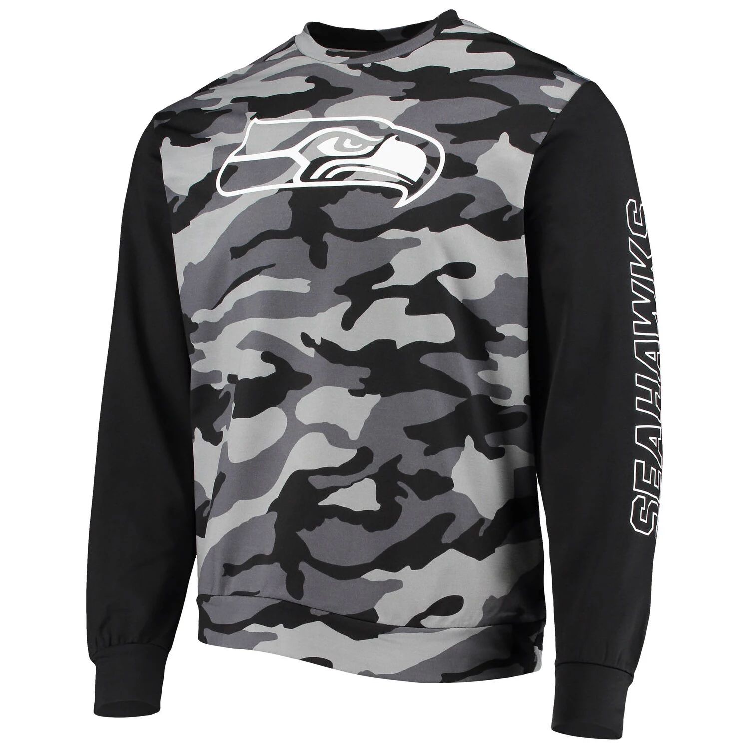 цена Мужская черная камуфляжная футболка FOCO Seattle Seahawks с длинным рукавом