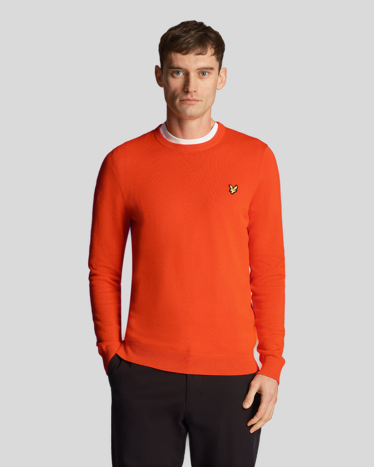 

Хлопковый свитер с круглым вырезом Lyle & Scott, оранжевый