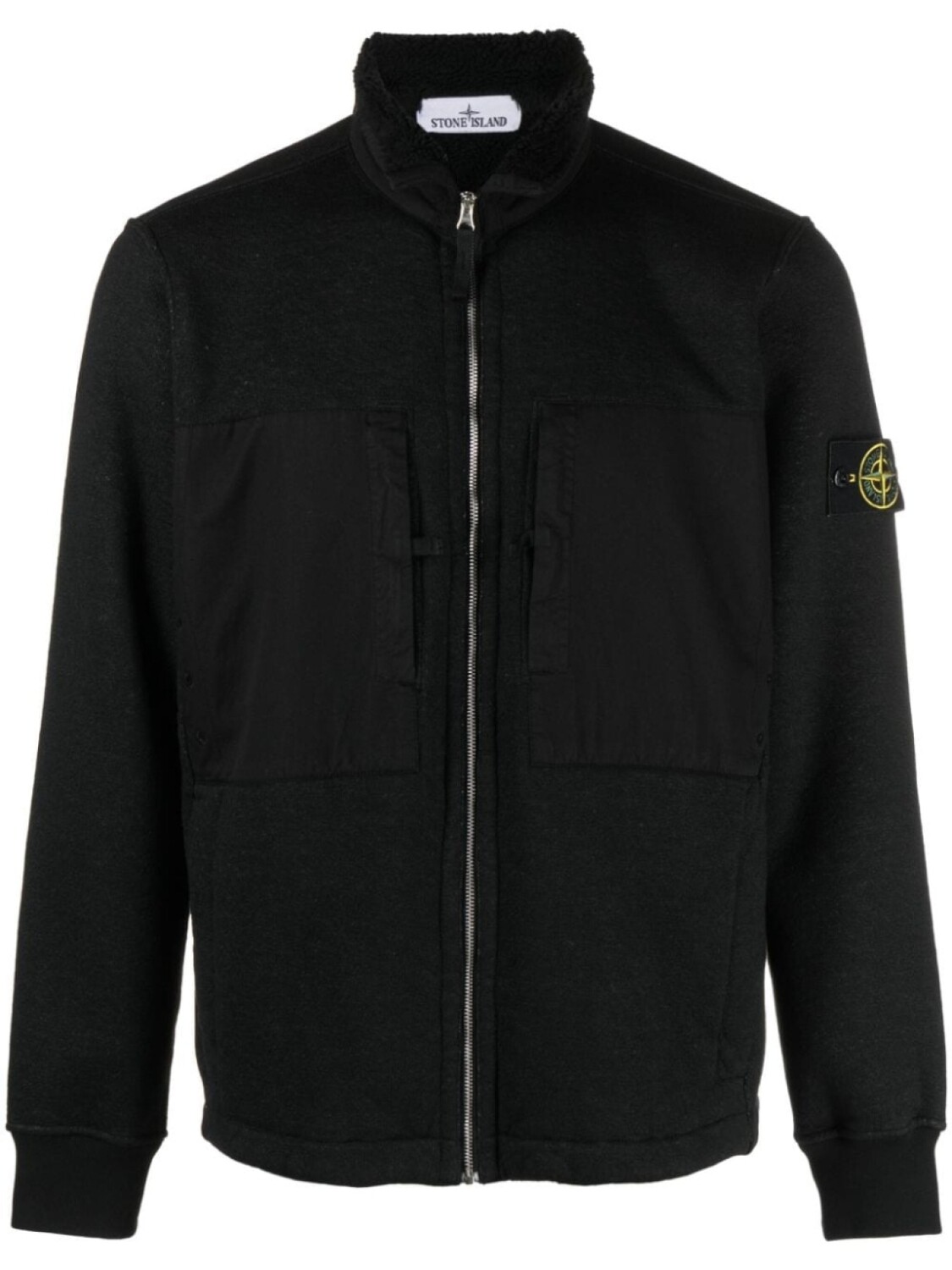 

Stone Island куртка с воротником-воронкой и нашивкой Compass, черный
