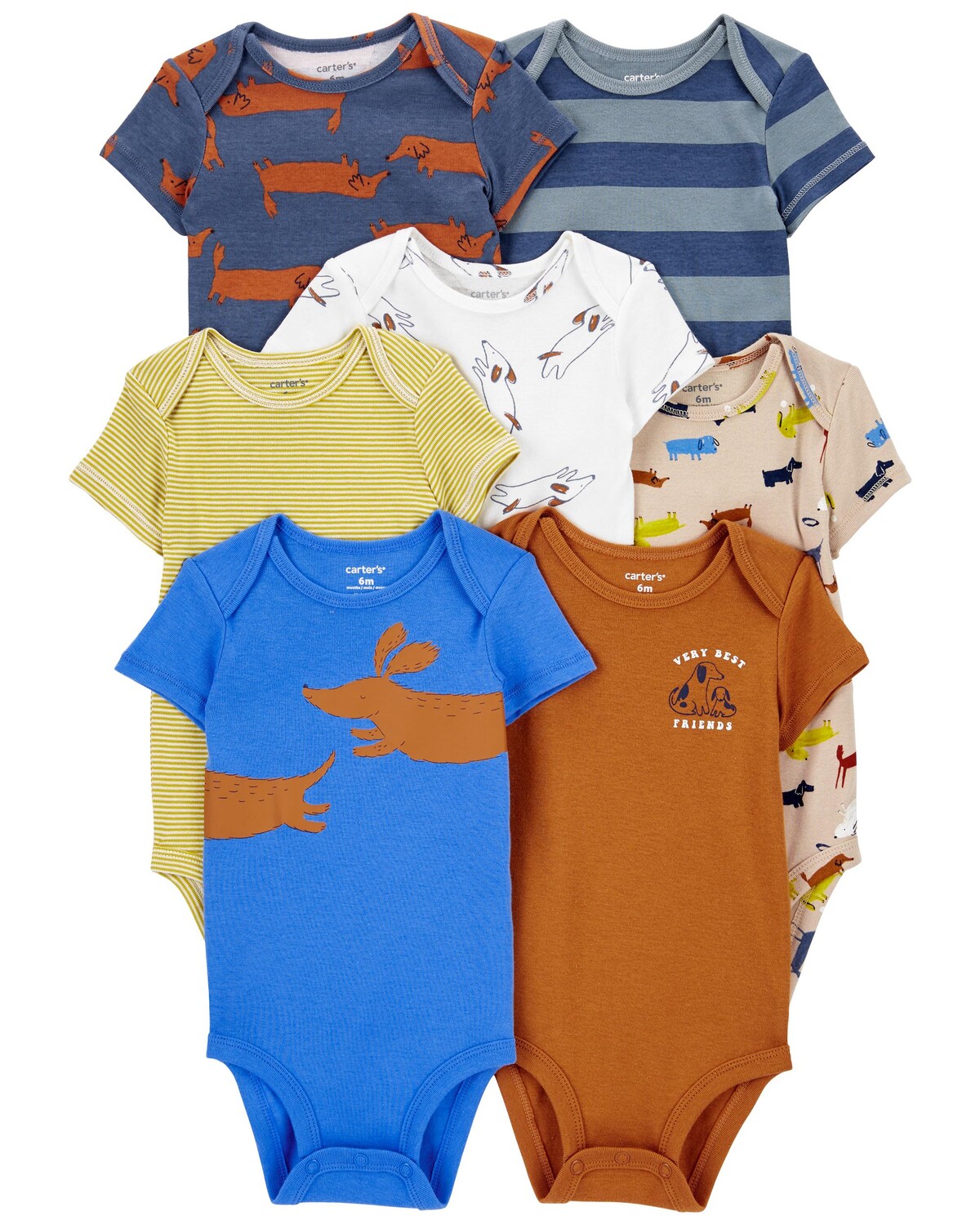 

Комплект из 7 комплектов детских боди с короткими рукавами Carter's, мультиколор