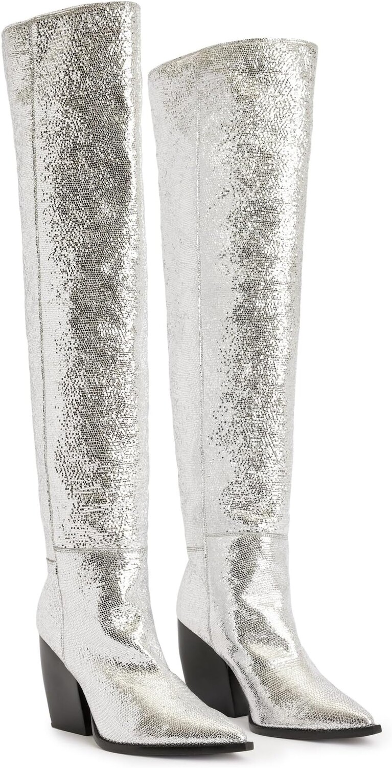 

Сапоги Reina Metallic Boots AllSaints, цвет Silver