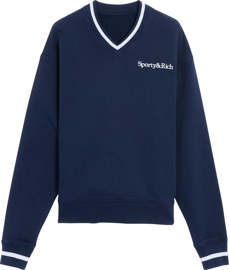 

Футболка Sporty & Rich Logo Embroidered 'Navy/White', синий
