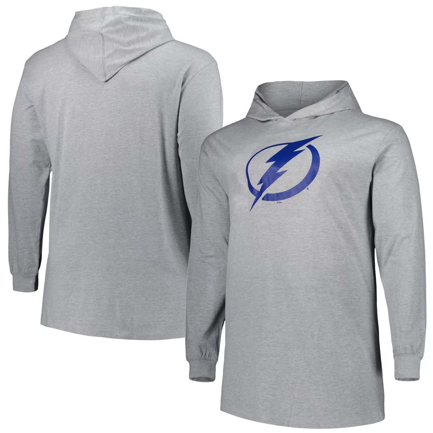 Мужской пуловер с капюшоном цвета Хизер серый Tampa Bay Lightning Big & Tall