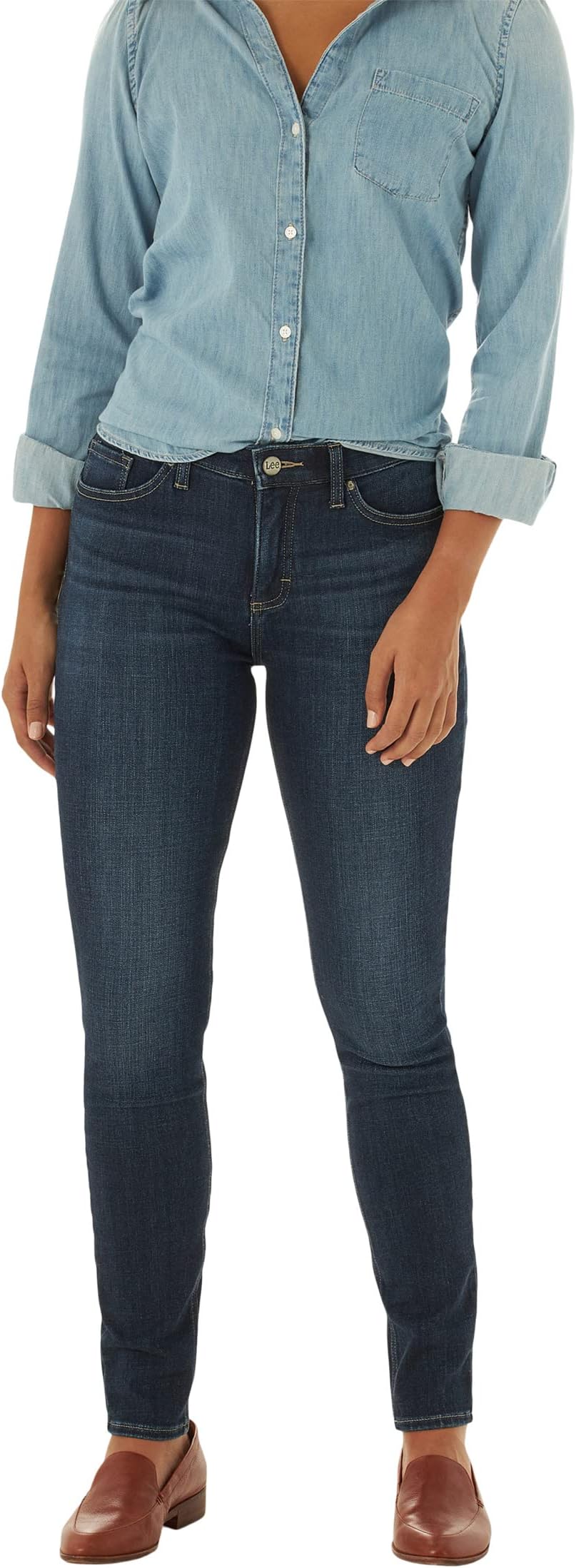 цена Джинсы Ultra Lux Comfort Slim Fit Skinny Jeans Mid-Rise Lee, цвет Linwood