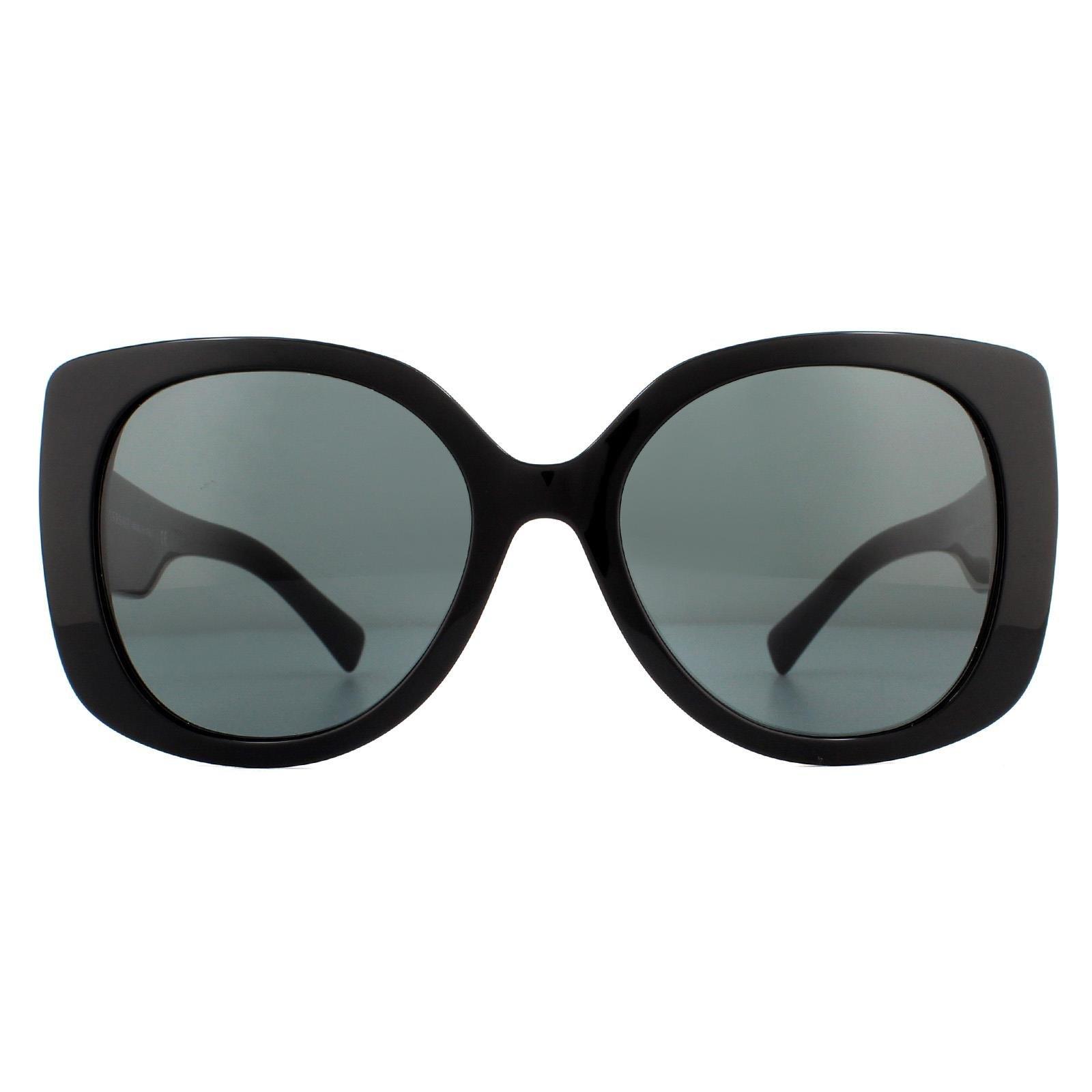 цена Квадратные черные темно-серые солнцезащитные очки Versace, черный