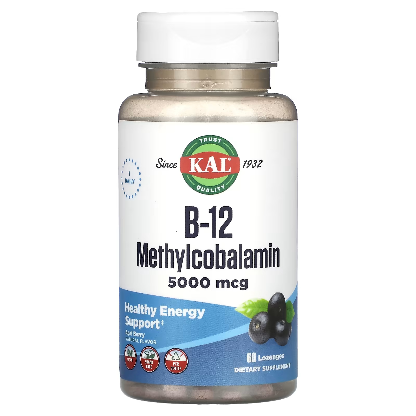 цена Метилкобаламин витамина B12 Kal ягоды асаи, 60 пастилок