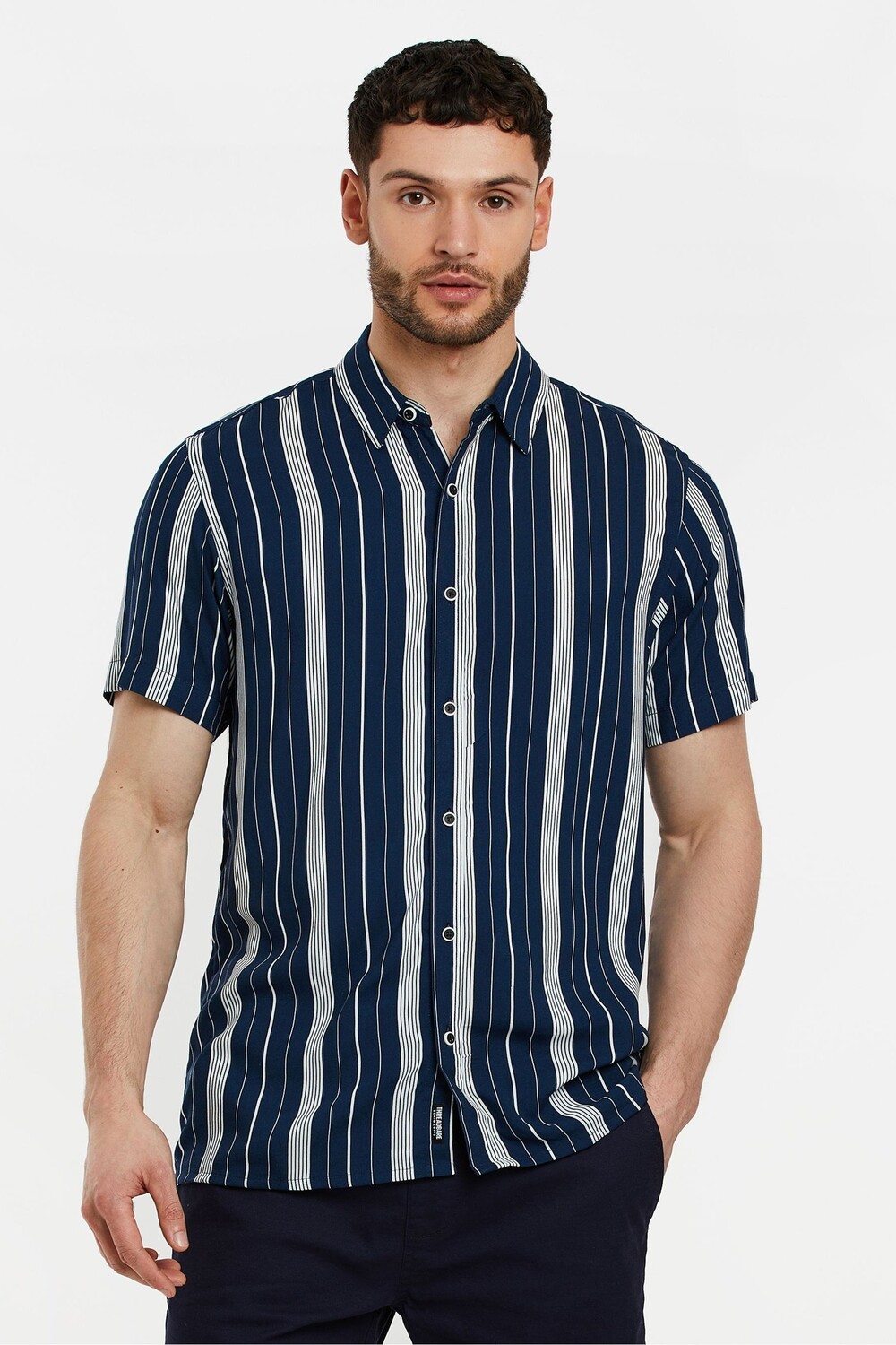 

Рубашка с коротким рукавом в вертикальную полоску Threadbare, синий