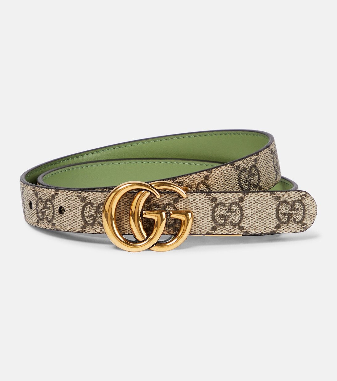 

Двусторонний ремень с логотипом GG Marmont Gucci, бежевый