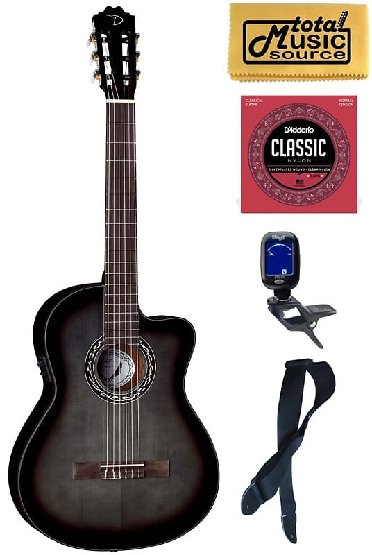 цена Акустическая гитара Dean EC CE BKB Espana Classical Nylon Full Size A/E Guitar, Black Burst, Bundle