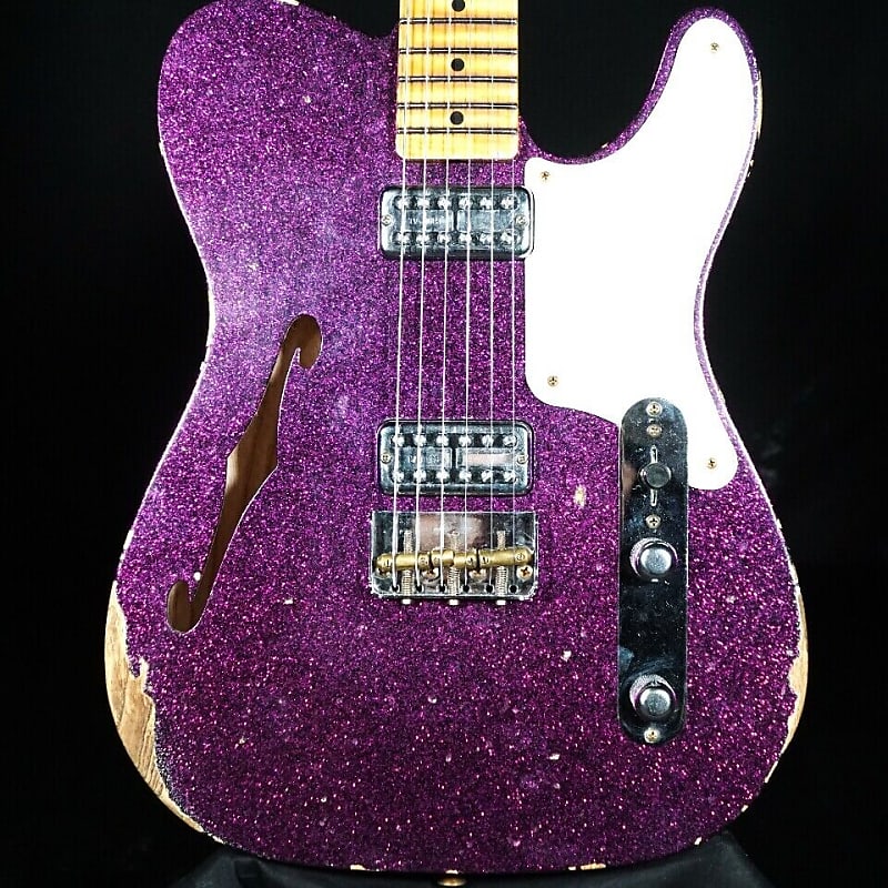 электрогитара fender custom shop caballo tono ligero relic aged shell pink 68815 Электрогитара Fender Custom Caballo Tono Ligero Aged Magenta Sparkle Guitar