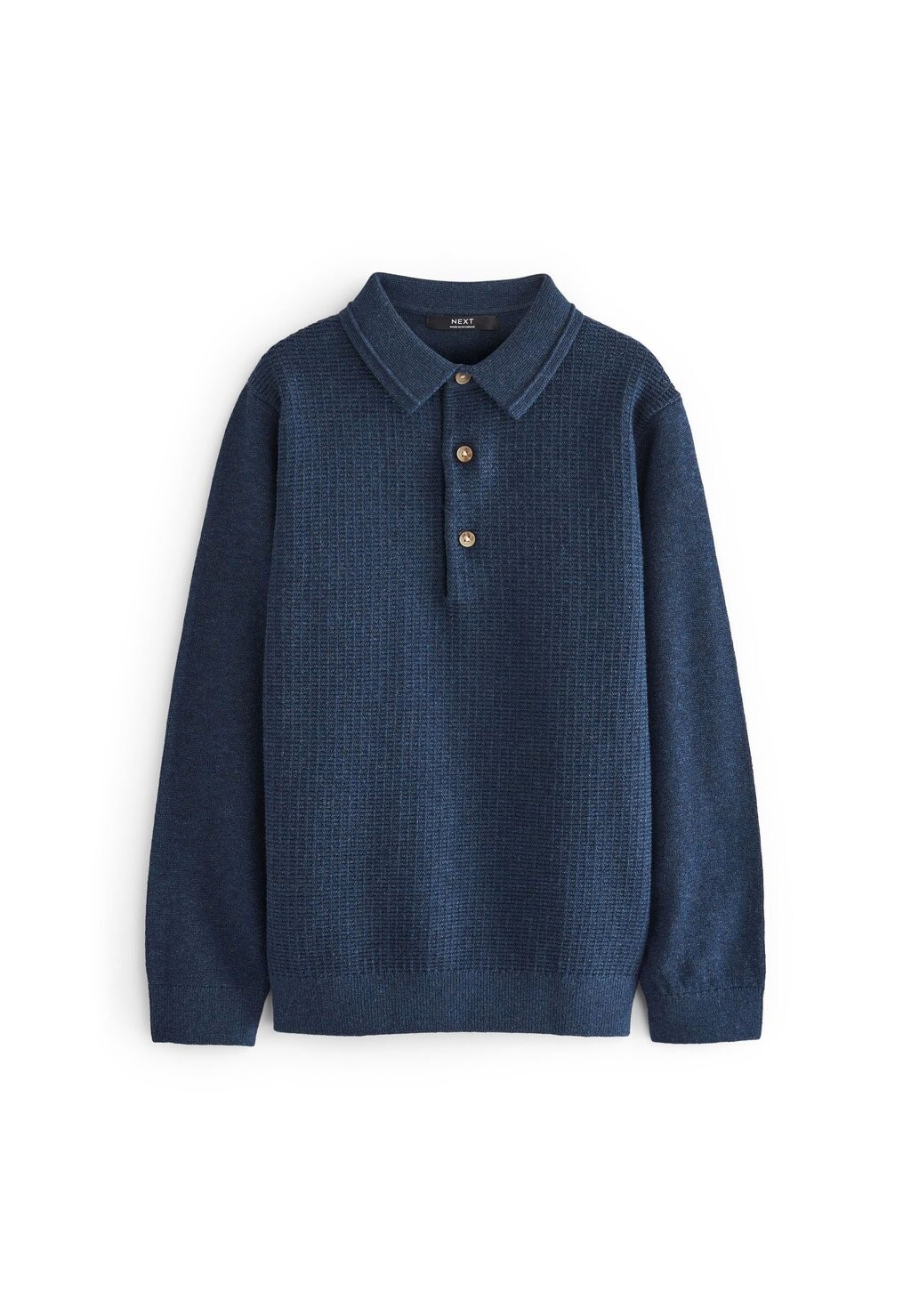 

Поло LONG SLEEVE KNITTED TEXTURED POLO SHIRT Next, синий