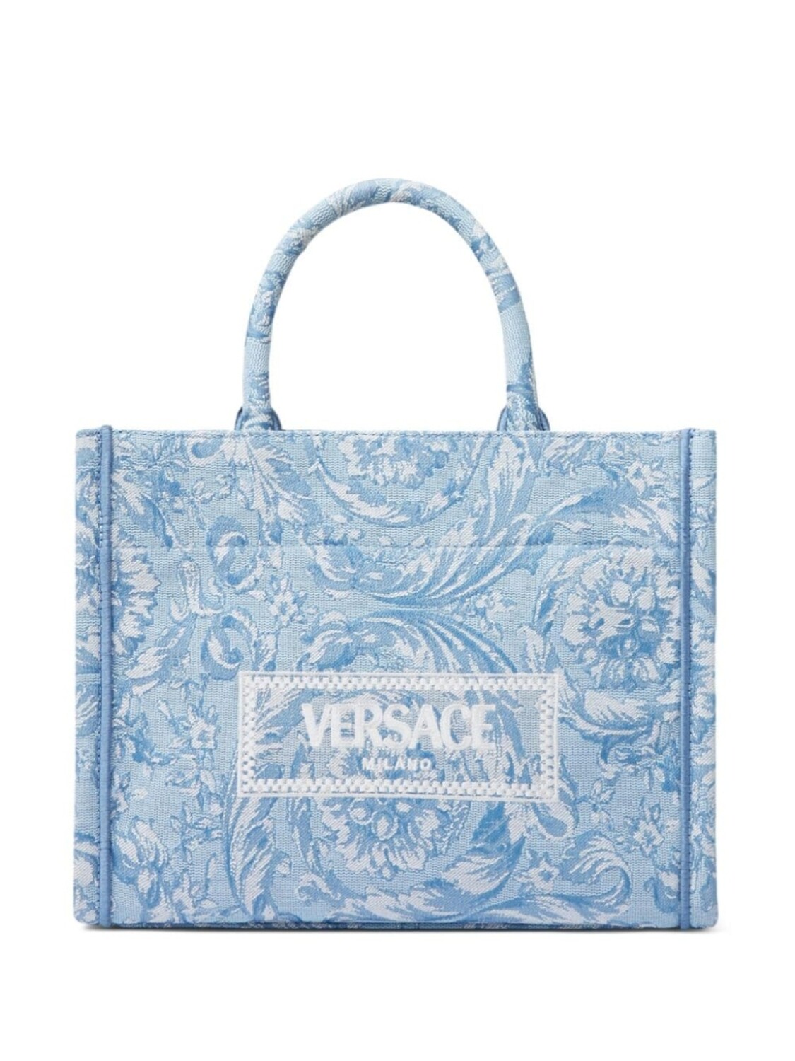 

Versace маленькая сумка-тоут Athena с узором Barocco, синий