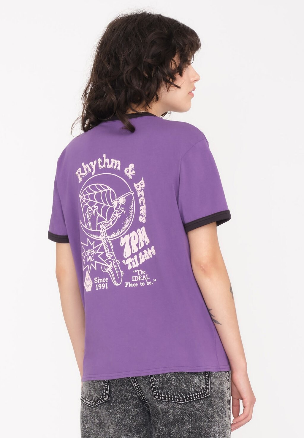 

Футболка с принтом TRULY RINGER Volcom, цвет deep purple