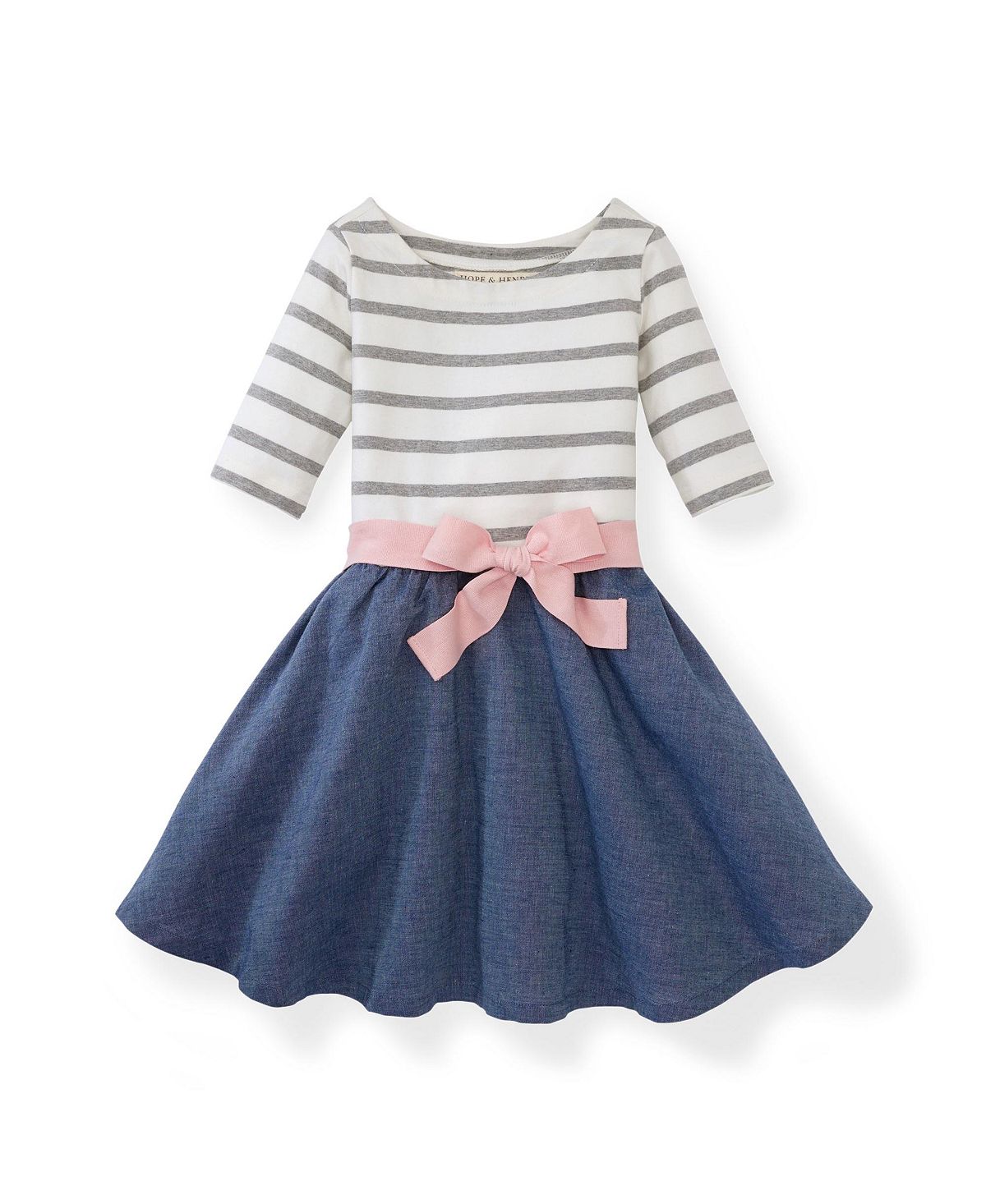 Легкое платье с плиссированной юбкой из органического хлопка для девочек, детское Hope & Henry pink and white angel