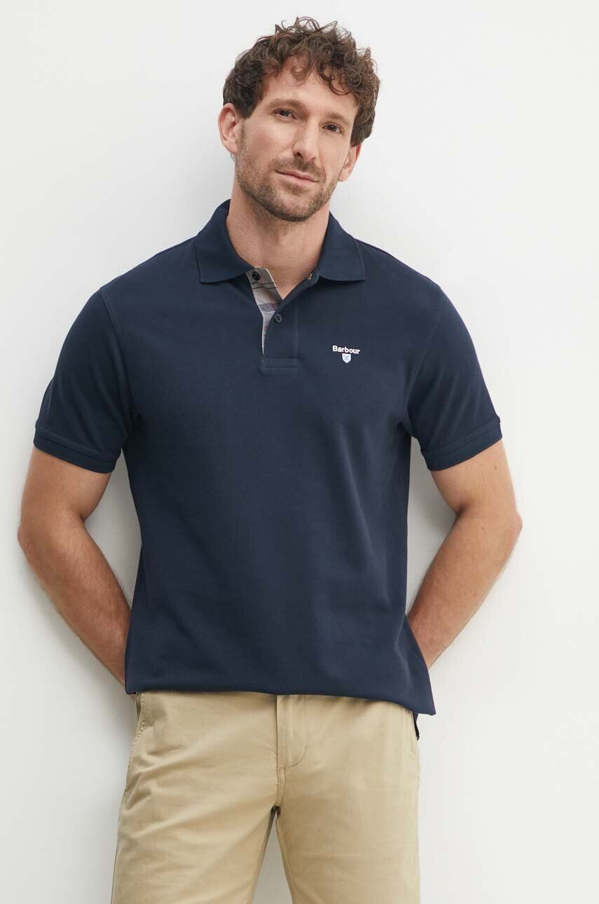 

Поло Barbour из хлопкового тартана и пике, темно-синий