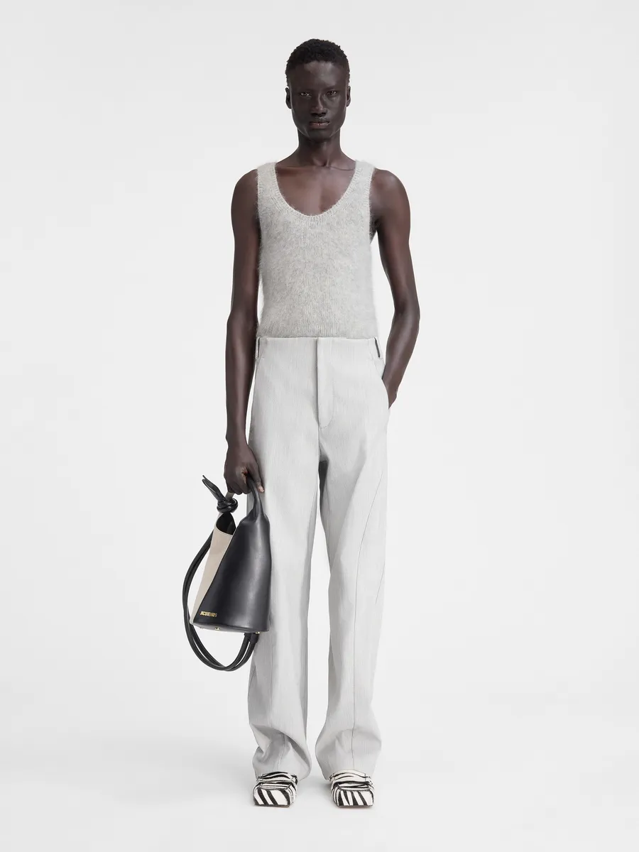 

Майка из пушистой вязки Ле дебардер Питатто Jacquemus, серый