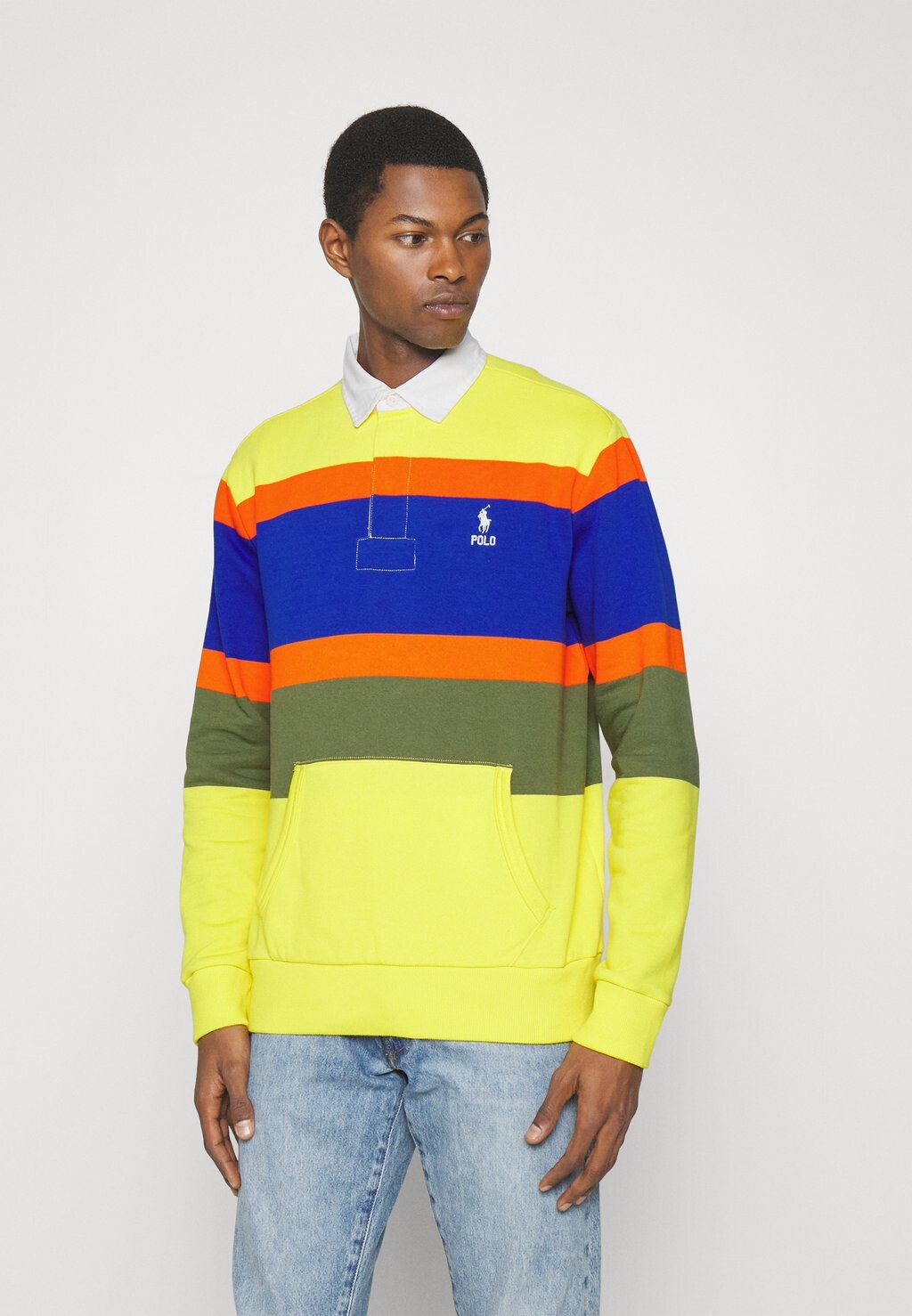 

Толстовка Polo Ralph Lauren Striped Fleece Rugby Sweatshirt, lemon crush, Желтый