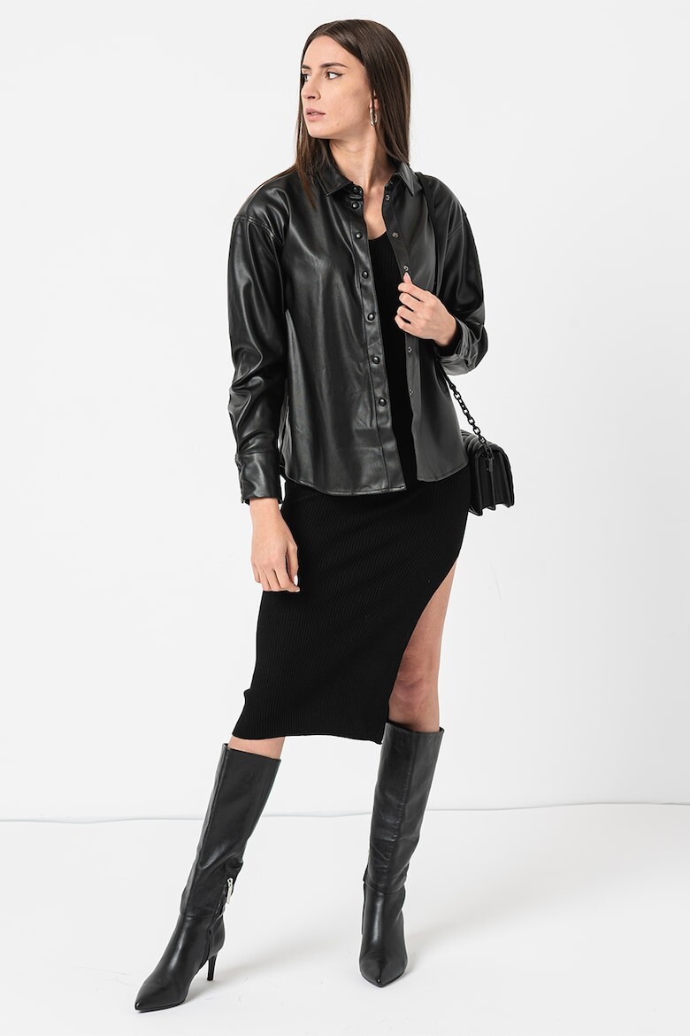 

Рубашка из мягкой экокожи с заниженными рукавами Vero Moda, черный