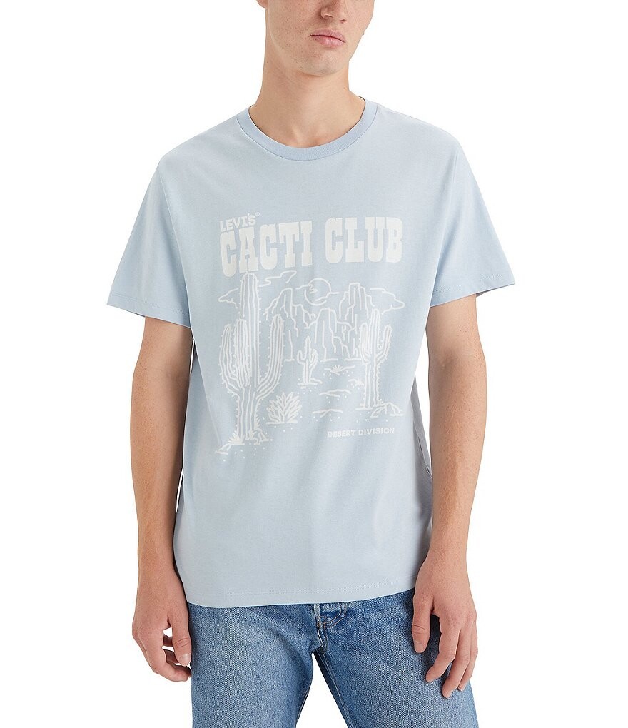 

Однотонная футболка с рисунком Cacti Club классического кроя Levi's с короткими рукавами, синий