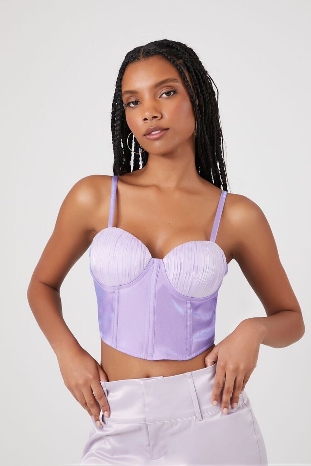 

Укороченное бюстье из органзы на майке Forever 21, лавандовый