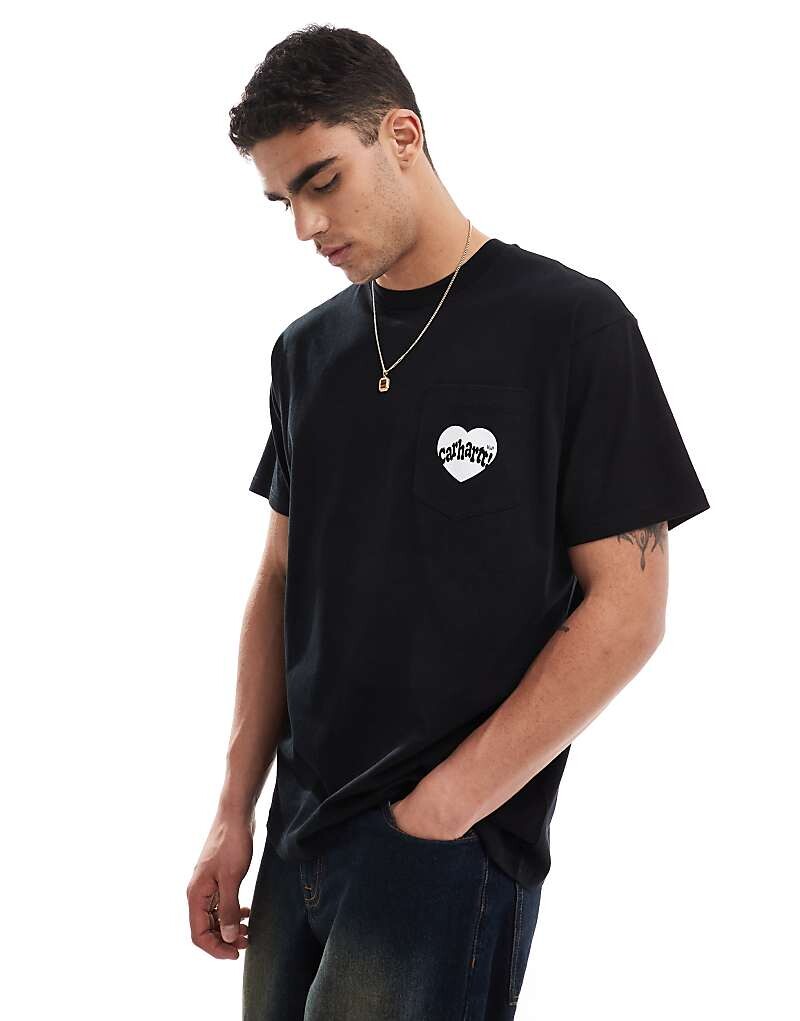 

Carhartt WIP – Amour – Черная футболка с карманом-сердечком