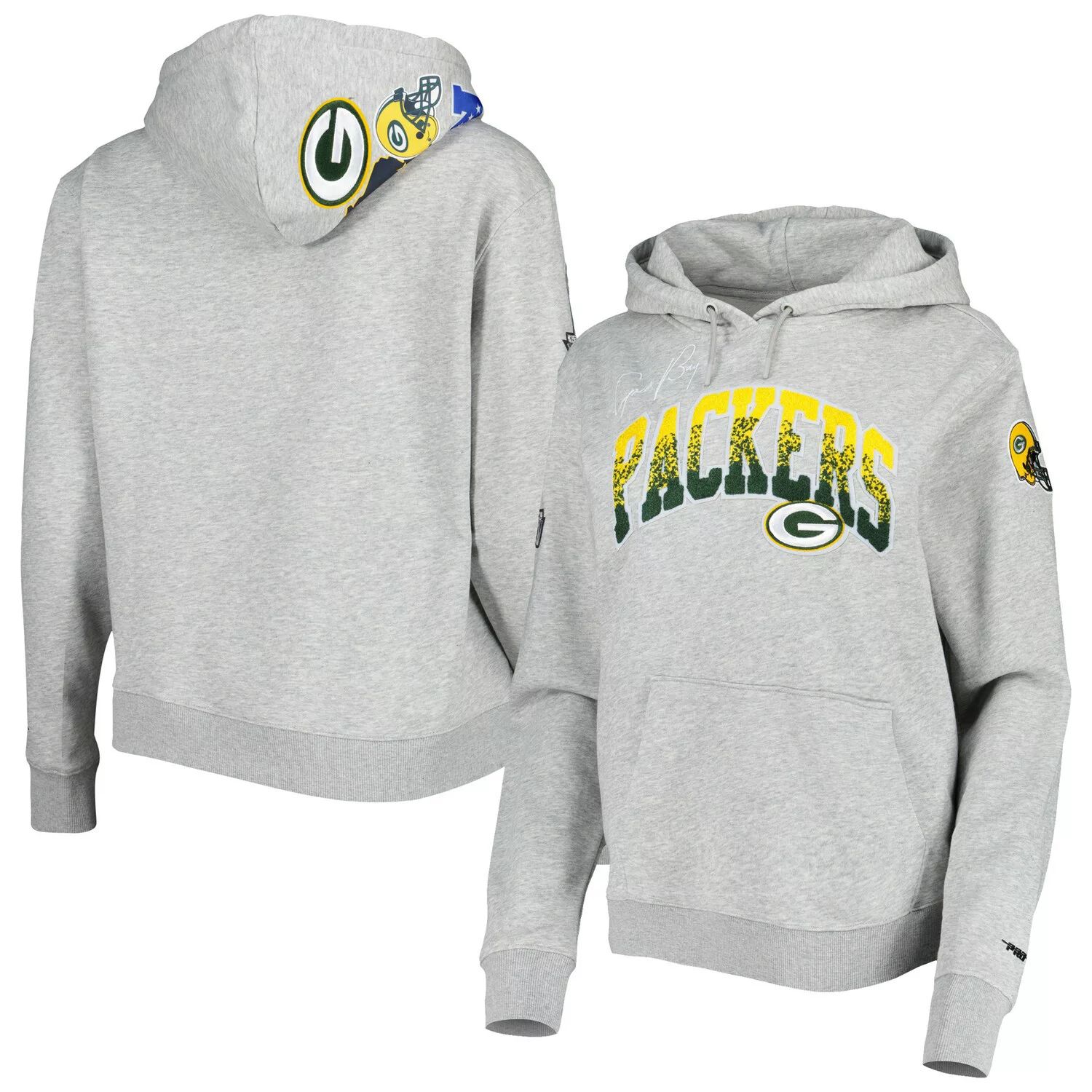 

Женский пуловер с капюшоном Pro Standard Heather Grey Green Bay Packers с местной нашивкой