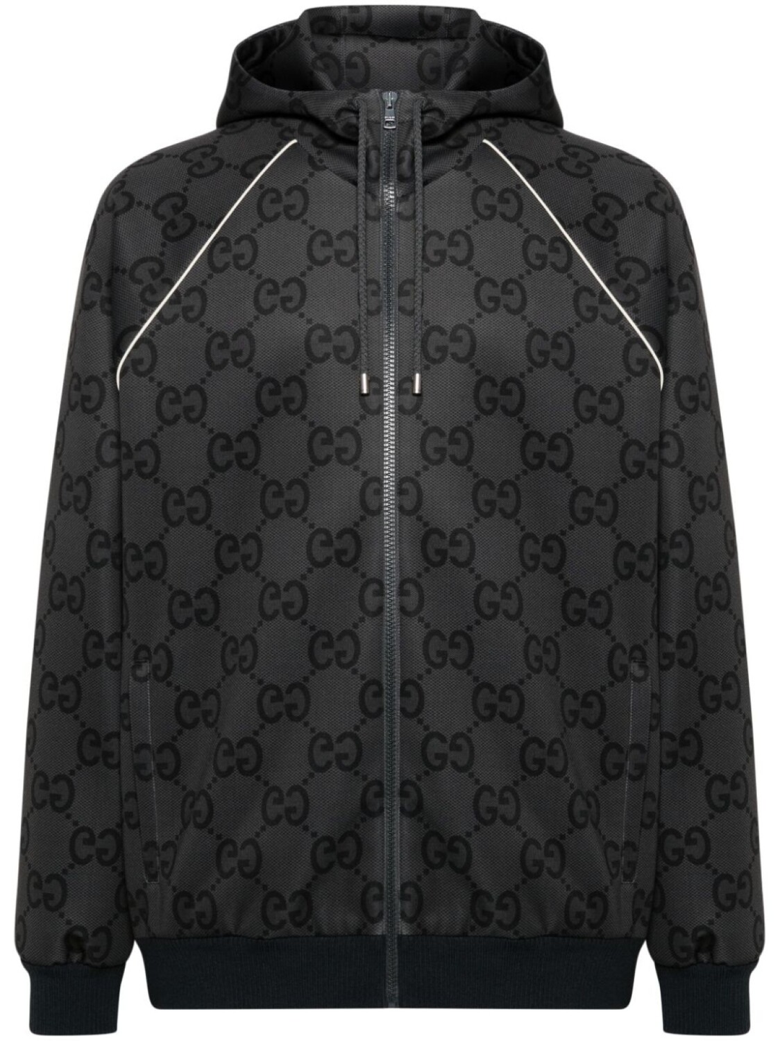 

Gucci куртка с капюшоном и узором Jumbo GG, серый