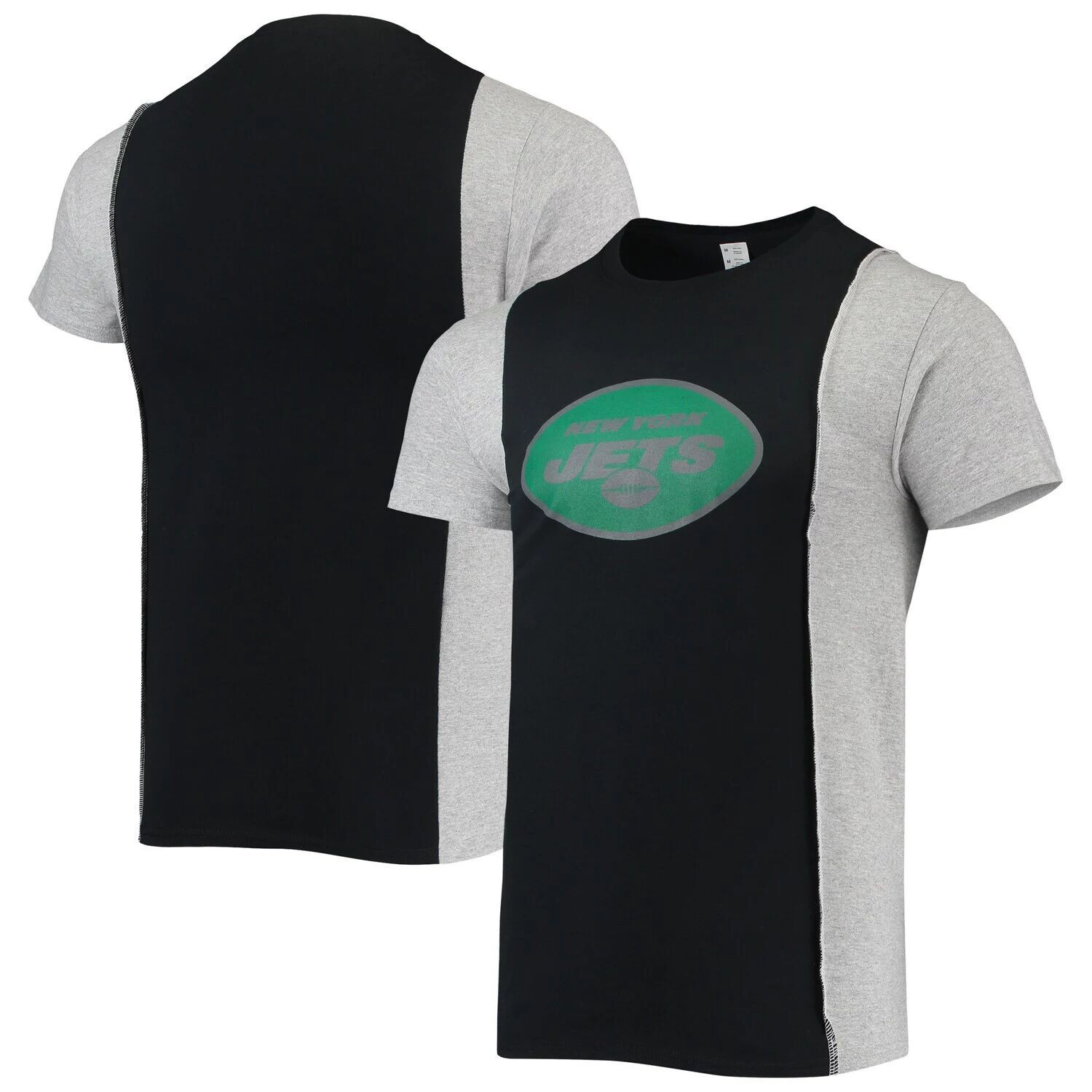 

Мужская футболка Refried Apparel черная/серая с меланжем New York Jets из экологически чистого материала с разрезом, Черный