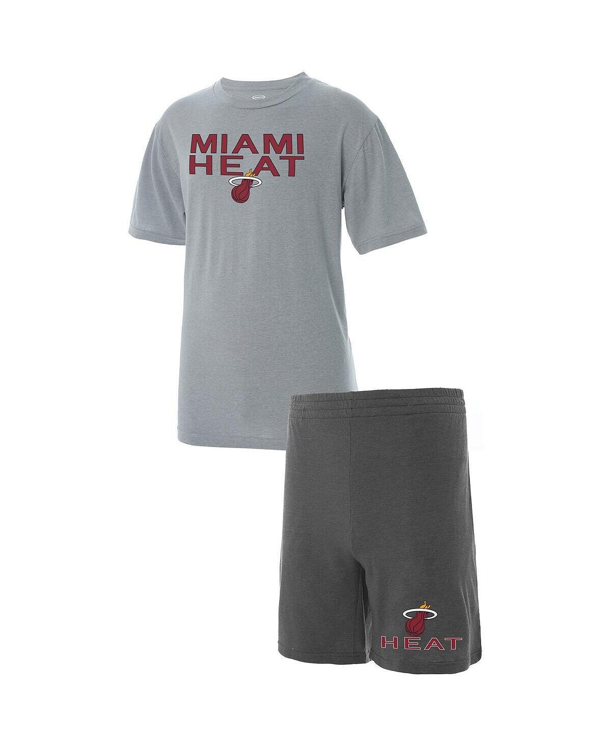 

Мужской серо-угольный комплект из футболки и шорт для сна Big and Tall Miami Heat Concepts Sport