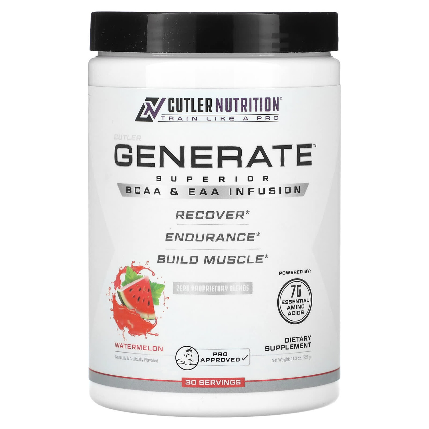 

Generate, превосходный настой BCAA и EAA, арбуз, 321 г (11,3 унции), Cutler Nutrition