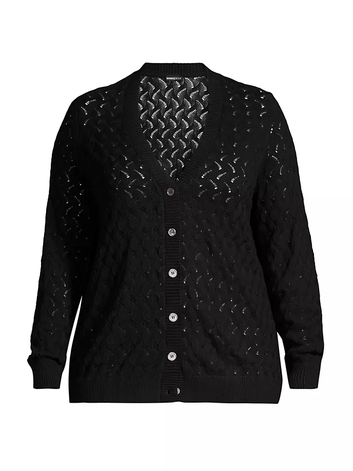 

Кардиган из хлопковой смеси пуантелле Minnie Rose, Plus Size, черный