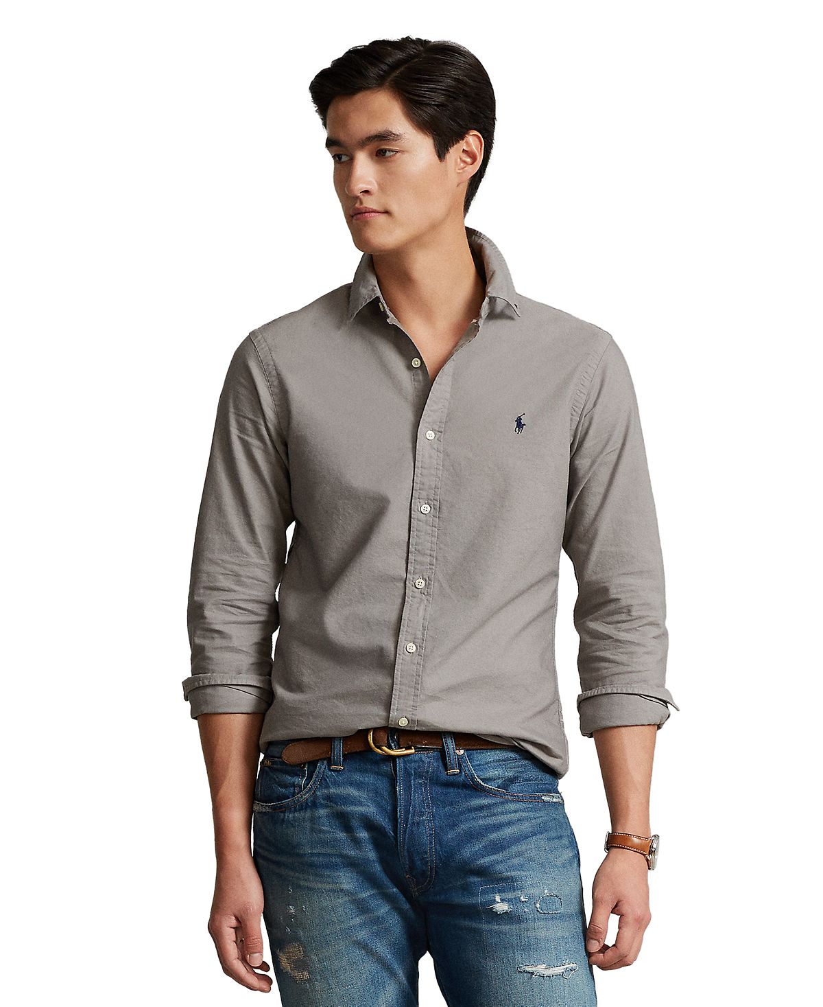 цена Мужская оксфордская рубашка, окрашенная в готовой одежде Polo Ralph Lauren