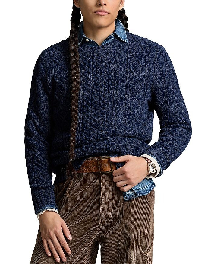 

Свитер вязанной вязки с круглым вырезом Polo Ralph Lauren, синий