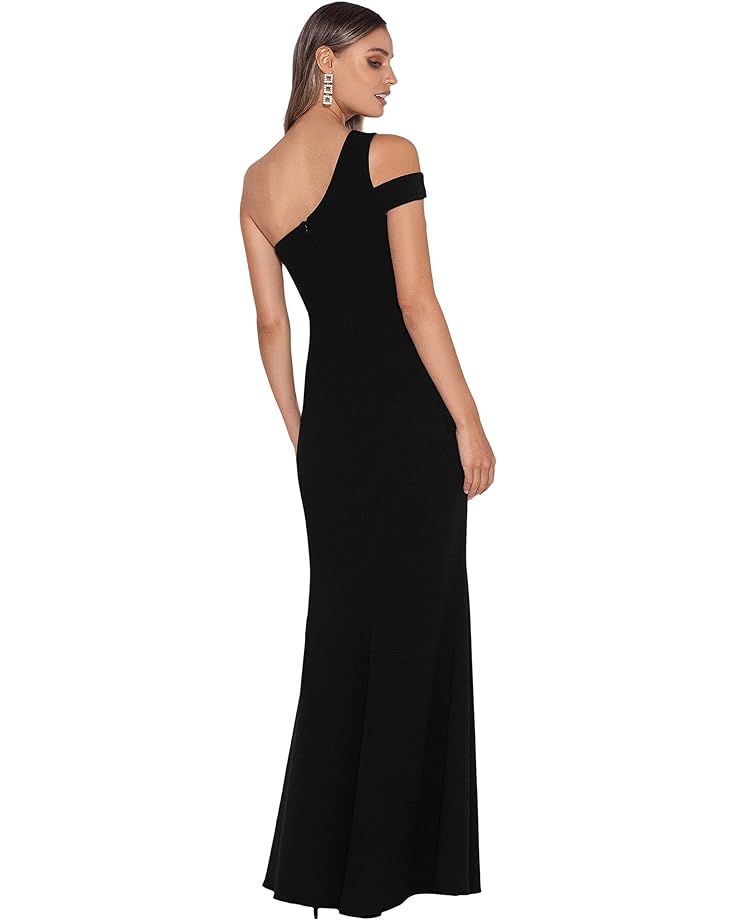 Платье XSCAPE Long Scuba Crepe One Shoulder Strap, черный цена и фото