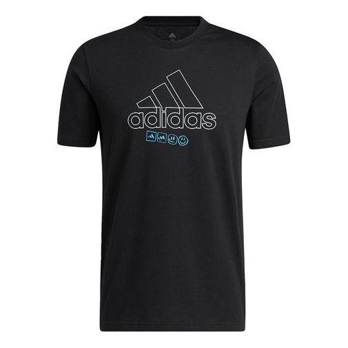 Футболка Men's adidas Minimalistic Alphabet Large Logo Printing Athleisure Casual Sports Round Neck Short Sleeve Black T-Shirt, мультиколор