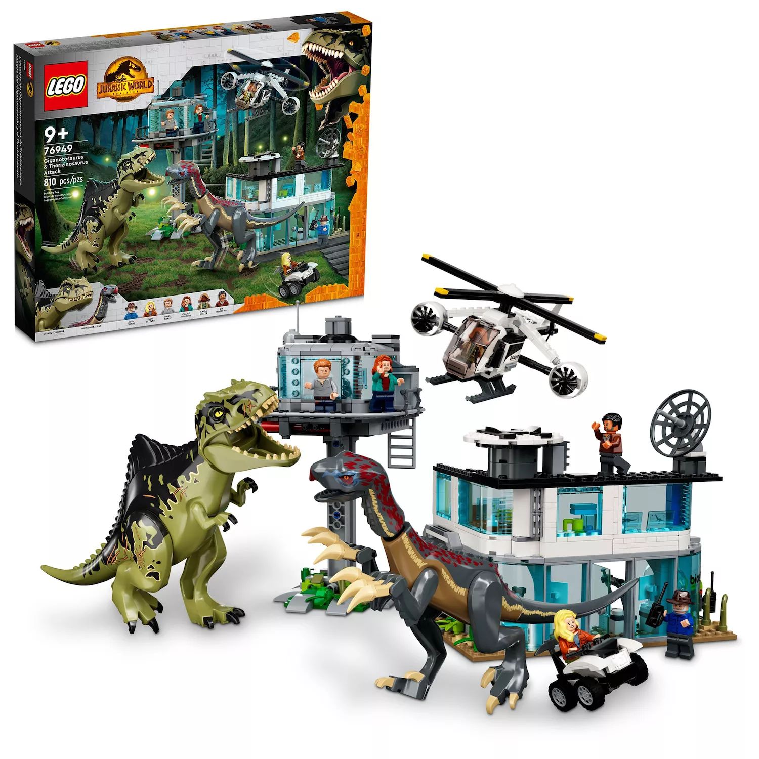 конструктор lego атака гиганотозавра и теризинозавра jurassic world 76949 LEGO Jurassic World Атака гиганотозавра и теризинозавра 76949 (658 деталей) LEGO
