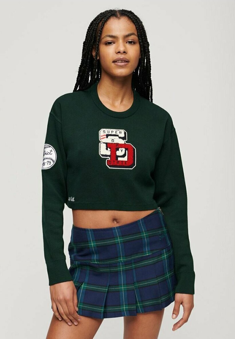 

Свитшот Superdry VARSITY CROPPED CREW, цвет enamel green