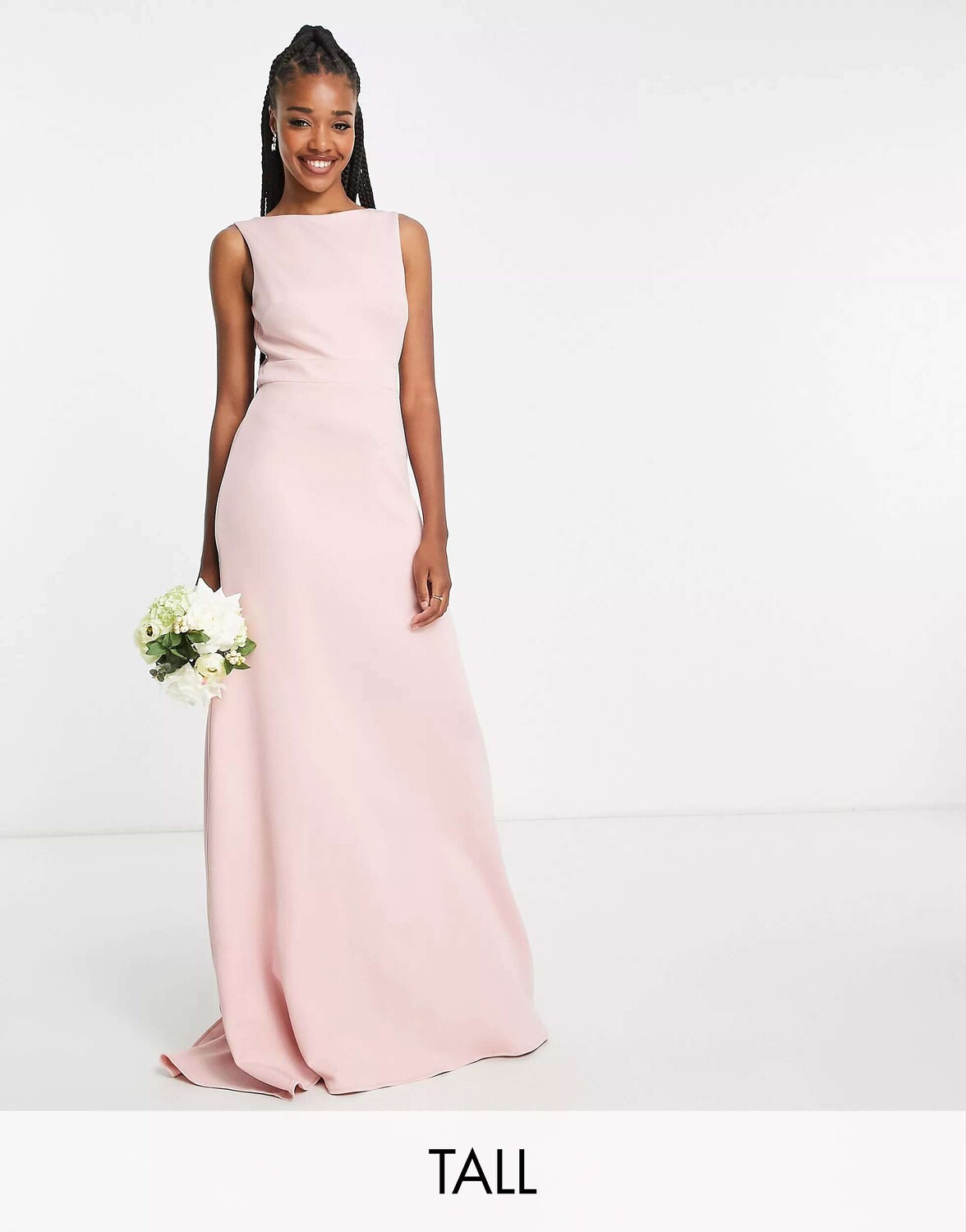 

Платье макси с бантом на спине TFNC Bridesmaid приглушенного розового цвета, Розовый