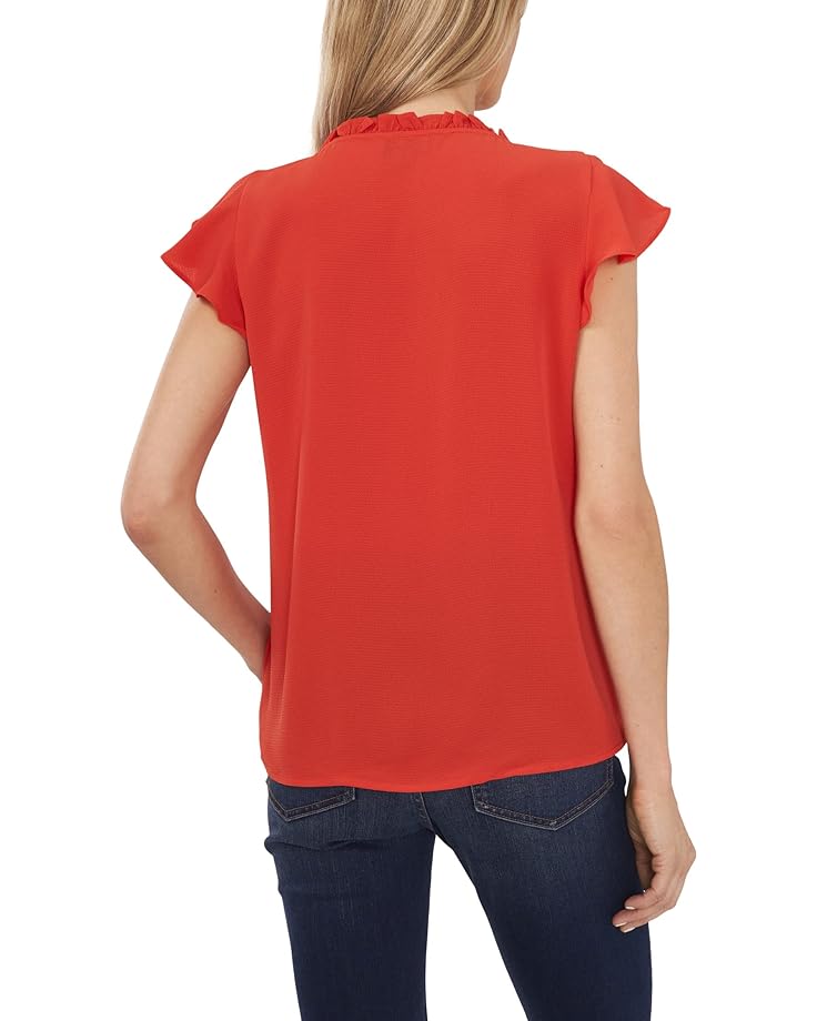 цена Блуза CeCe Pin Tuck Ruffled Button Front Blouse, цвет Poppy Red