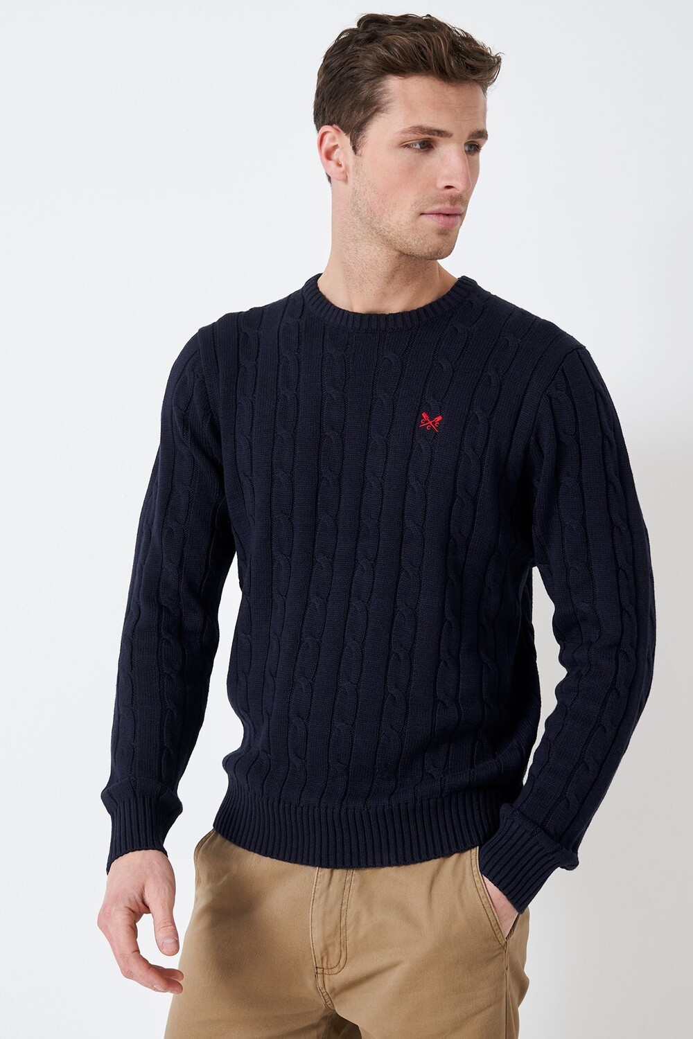 

Классический хлопковый свитер синего цвета Crew Clothing Company, синий