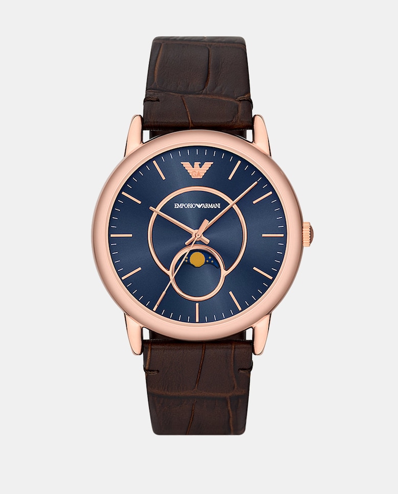 AR11566 Коричневые кожаные мужские часы Emporio Armani, коричневый