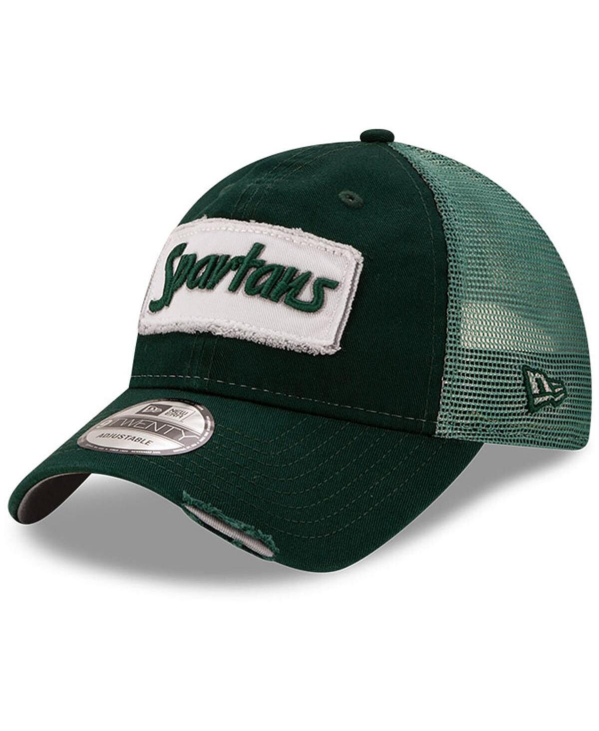 

Мужская зеленая регулируемая кепка Michigan State Spartans с потертой нашивкой 9Twenty Trucker New Era