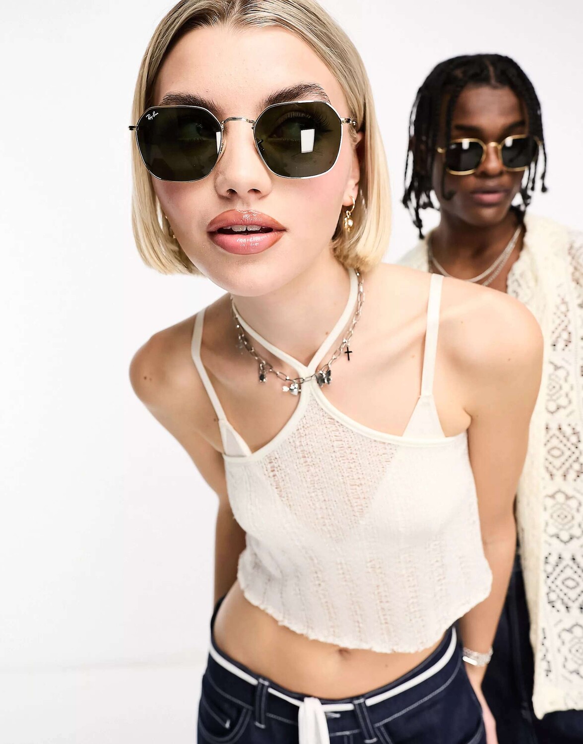 

Золотые шестиугольные солнцезащитные очки Ray-Ban Jim