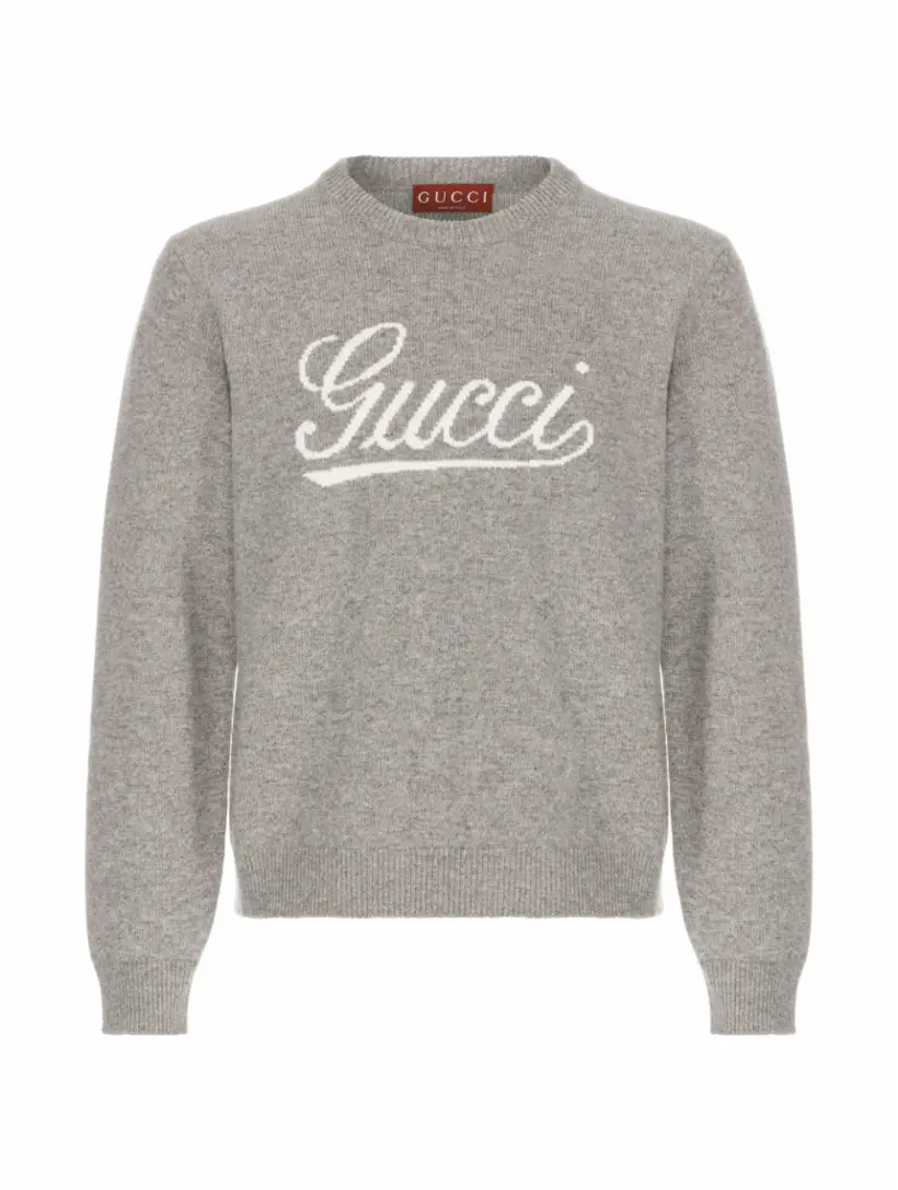 

Шерстяной джемпер с логотипом Gucci, серый