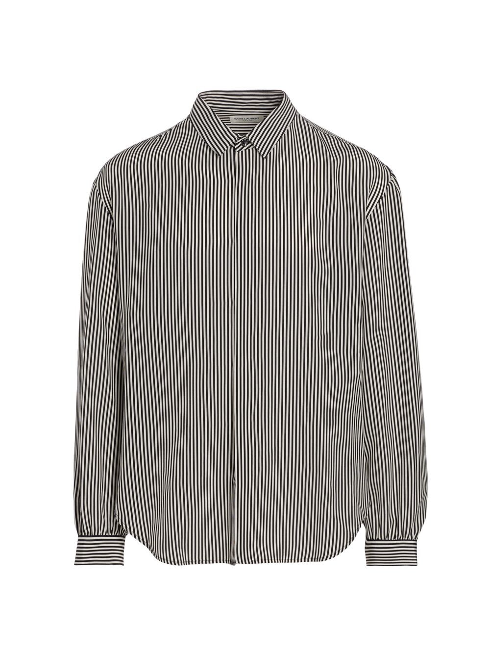 

Полосатая шелковая рубашка Saint Laurent, нуарный