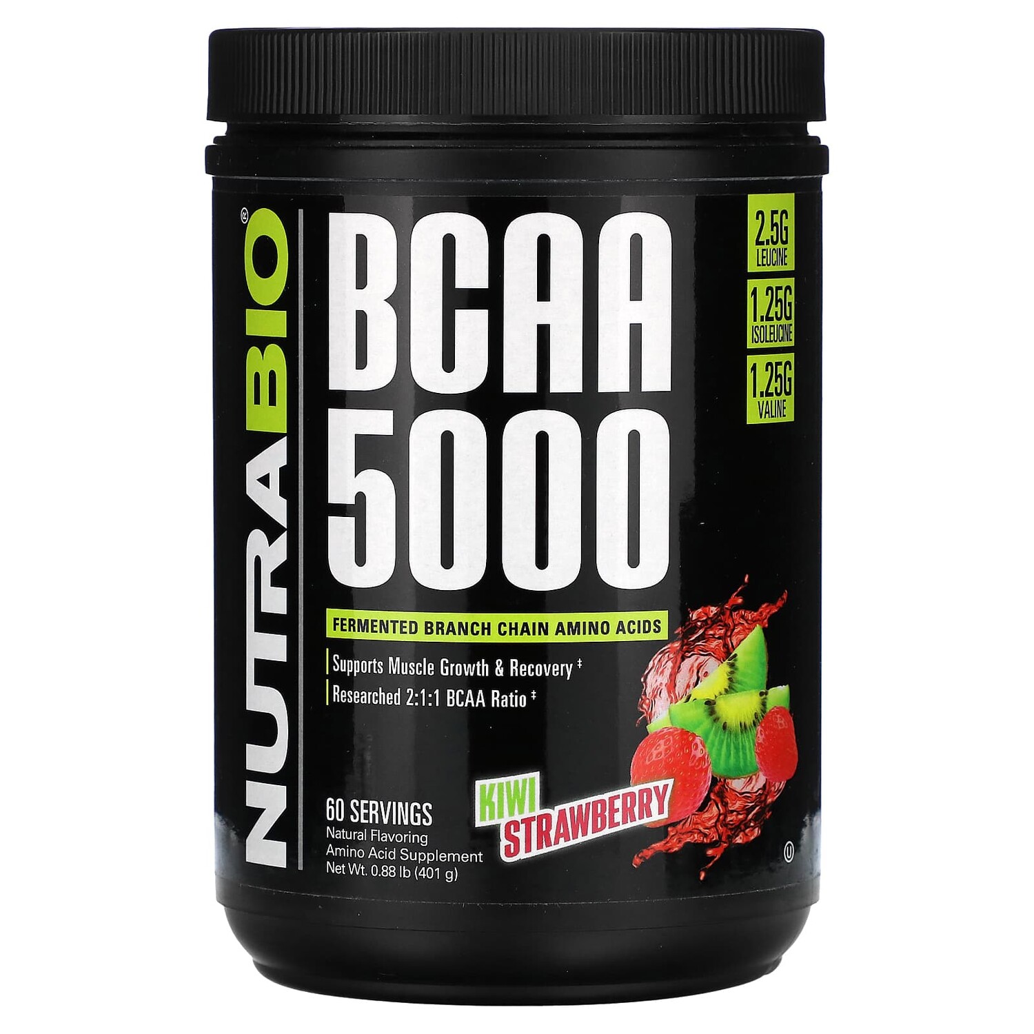 

BCAA 5000, киви и клубника, 401 г (0,88 фунта), NutraBio