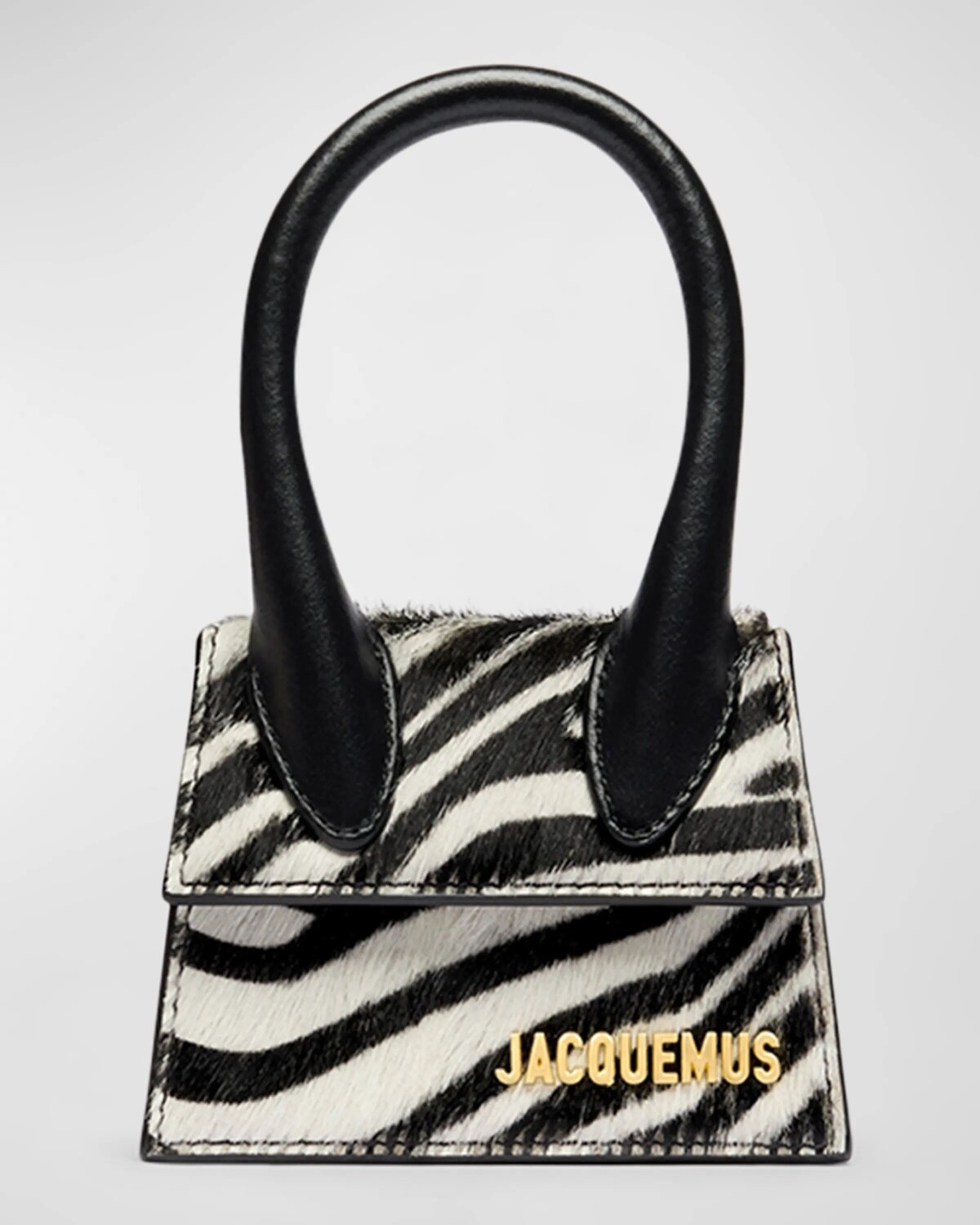 

Кожаная сумка с верхней ручкой Le Chiquito с принтом зебры Jacquemus, цвет Black And White Zebra